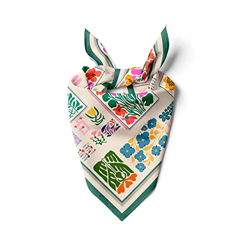 dscarf Damen-Halstuch 55cm x 55cm Square Unisex Stirnband Schal Bandana Hals Kopftuch Atmungsaktiv (Blühendes Design 7) von dscarf