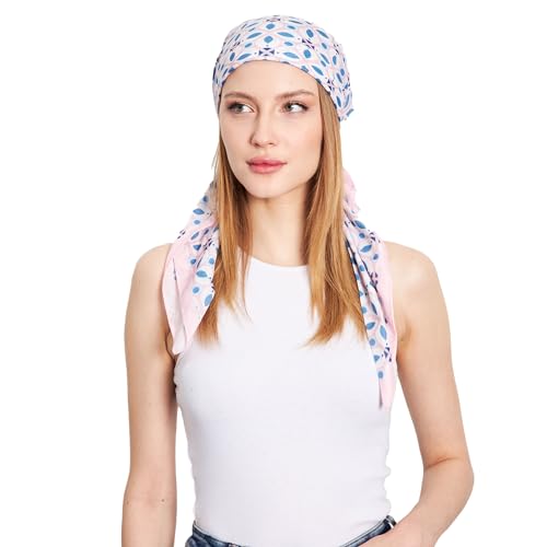 Kopfbedeckungen, vorgebundene Kopftücher für gemusterte Frauen mit | Weiche Chemo-Kopfbedeckung, fertige Kopfbedeckung (Geometrisches Design 3) von dscarf