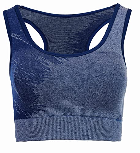 duParc Women's Active Wear BH, Racerback, schnell trocknend, Melange-Effekt, herausnehmbare Cups Sports Bra, Blau, M von duParc