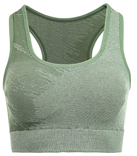 duParc Women's Active Wear BH, Racerback, schnell trocknend, Melange-Effekt, herausnehmbare Cups Sports Bra, Grün, M von duParc