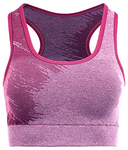 duParc Women's Active Wear BH, Racerback, schnell trocknend, Melange-Effekt, herausnehmbare Cups Sports Bra, Rot, S von duParc