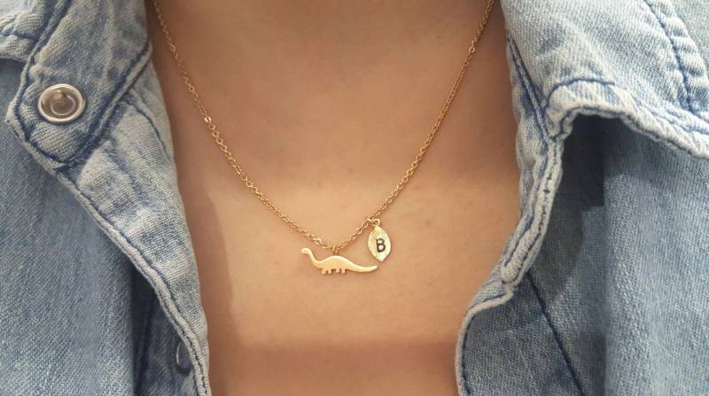 18 Karat Gold Zarte Dinosaurier Halskette, Mama Halsketten, Erste Blatt Layering Brautjungfer Geschenk, Geschätztes Geschenk von dua770