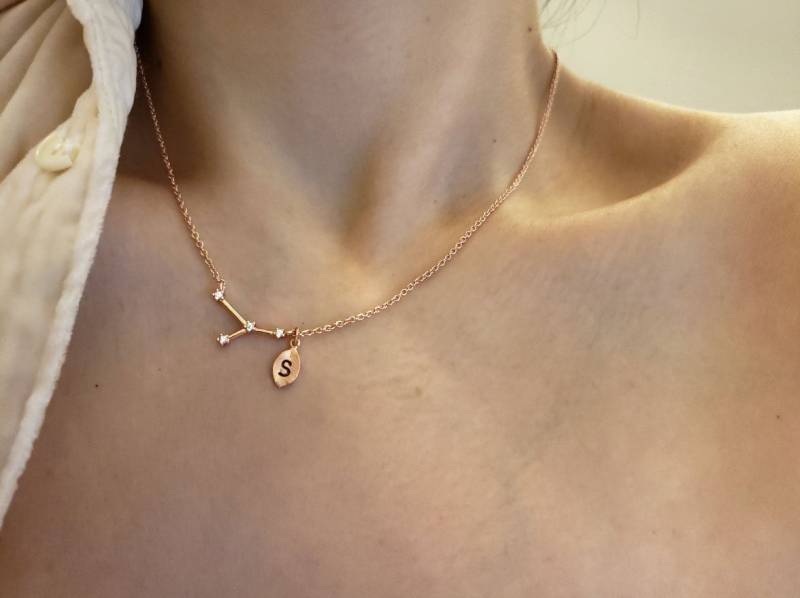 Rose Gold Krebs Halskette, Sternbild Sternzeichen Celestial, Zirkonia Diamanten, Umriss Rose Gold Krebs Halskette, Sternbild Sternzeichen Celestial, Zirkonia Diamanten, Umriss von dua770