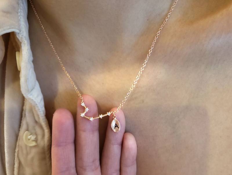Rose Gold Wassermann Halskette, Sternbild Sternzeichen Celestial, Zirkonia Diamanten, Umriss von dua770