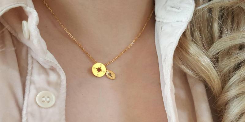 Winzige Gold Kompass Halskette, Geburtsstein Halskette Mit Brautjungfer Geschenk, Geburtstagsgeschenk von dua770