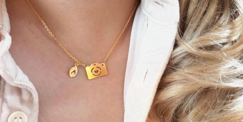 Zarte Herz Kamera Halskette, Liebe Erste Blatt Layering Winzige Brautjungfer Geschenk, Geschätztes Geschenk von dua770