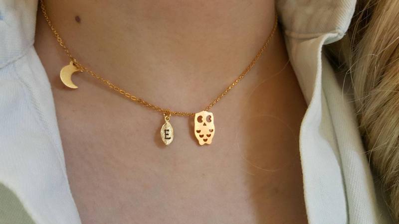 Zarte Petite Owl Halskette, Mond Halsketten, Layering Kleine Brautjungfer Geschenk, Geschätztes Geschenk von dua770