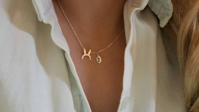 Zarte Zierliche Hasenhalskette, Hasenohrhalskette, Layering-Halskette, Winzige Halskette, Brautjungferngeschenk, Geschätztes Geschenk von dua770