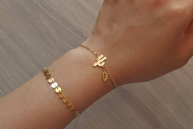 Zarte Zierliche Kaktus Armbänder, Zartes Armband, Baum Armband, Hochzeitsarmband, Brautjungfer Geschenk, Initial Armband, Layering Armband von dua770