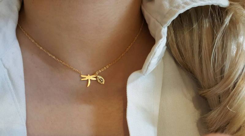 Zarte Zierliche Libelle Halskette, Halsketten, Ursprüngliche Blatt Layering Kleine Brautjungfer Geschenk, Geschätztes Geschenk von dua770
