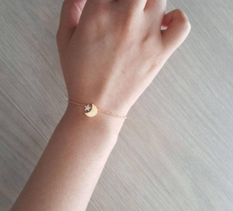 Zarte Zierliche Mond-stern-Armbänder, Mond-Armbänder, Einzigartiges Armband, Dünne Goldkette, Layering-Armband, Brautjungfern-Geschenk Zarte Zierliche Mond-stern-Armbänder, Mond-Armbänder, Einzigartiges Armband, Dünne Goldkette, Layering-Armband, Brautjungfern-Geschenk von dua770