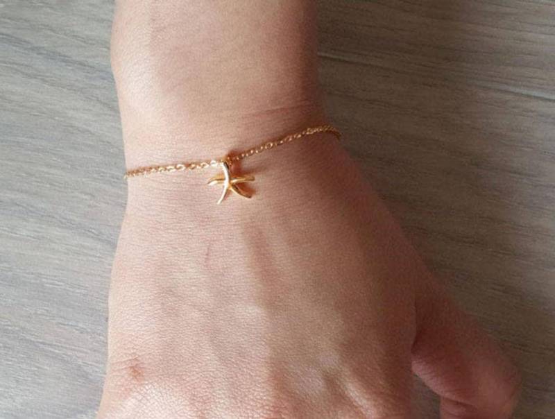 Zarte Zierliche Seestern Armbänder, Zarte Armband, Dünne Goldkette, Layering Brautjungfer Geschenk von dua770