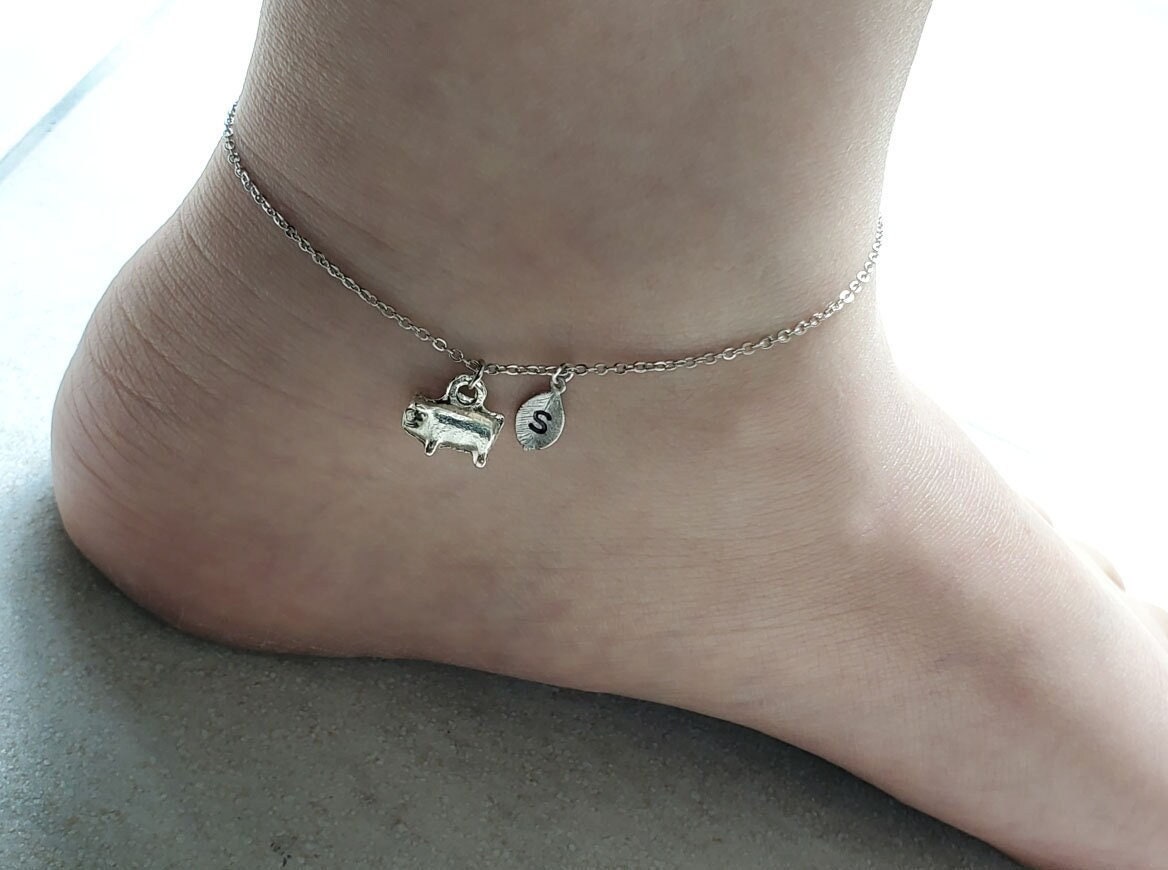 Zartes Zierliches Baby Schwein Anklet, Silbernes Kleines Benutzerdefinierte Fußkettchen Für Mädchen, Liebhaber Anklet Sie, Muttertagsgeschenk von dua770