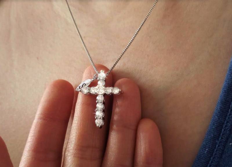Zierliche Kreuz Halskette Kristall Halsketten Silber Zirkonia Diamanten Cz Layering Personalisierte Brautjungfern Geschenk Mutter von dua770