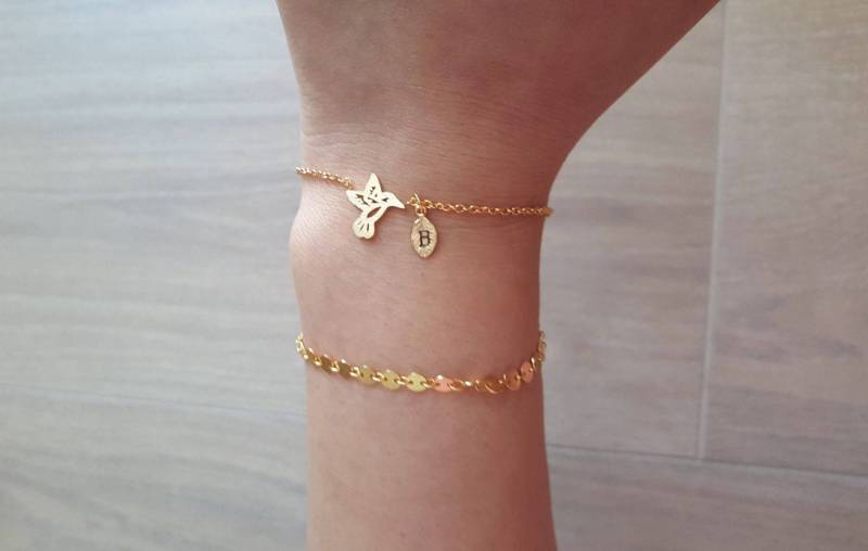 Zierliche Origami Vogel Armbänder, Zartes Kolibri Armband, Brautjungfer Geschenk, Initial Layering Armband von dua770