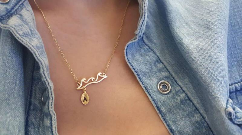 Zierliche Ozean Welle Halsketten, Strand Halskette, Erste Blatt Layering Brautjungfer Geschenk, Geschätztes Geschenk von dua770