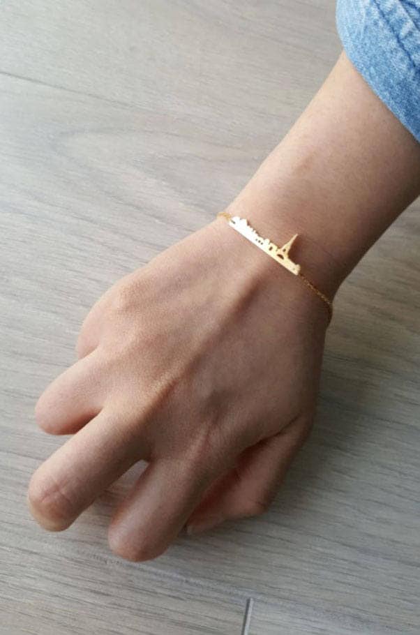 Zierliche Petite Paris Armbänder, Zartes Frankreich Armband, Stadt Dünne Goldkette, Layering Brautjungfer Geschenk von dua770
