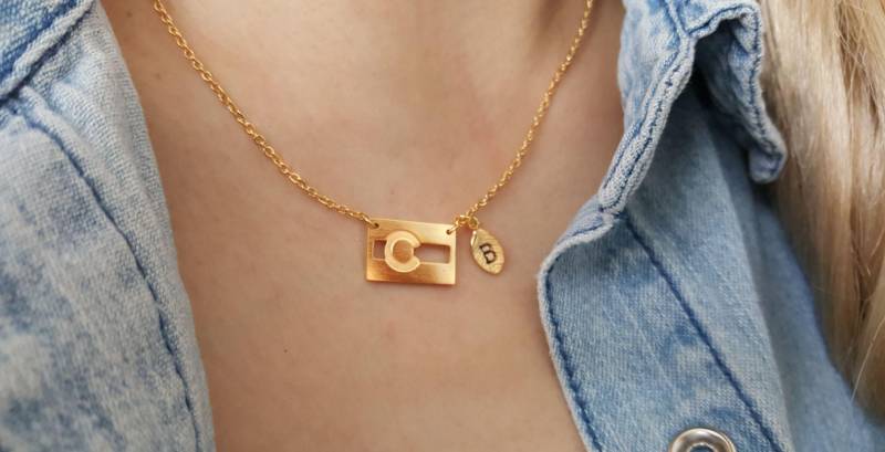 Zierliche Zierliche Colorado Flagge Halskette, Halsketten, Erste Blatt Layering Stadt Brautjungfer Geschenk von dua770