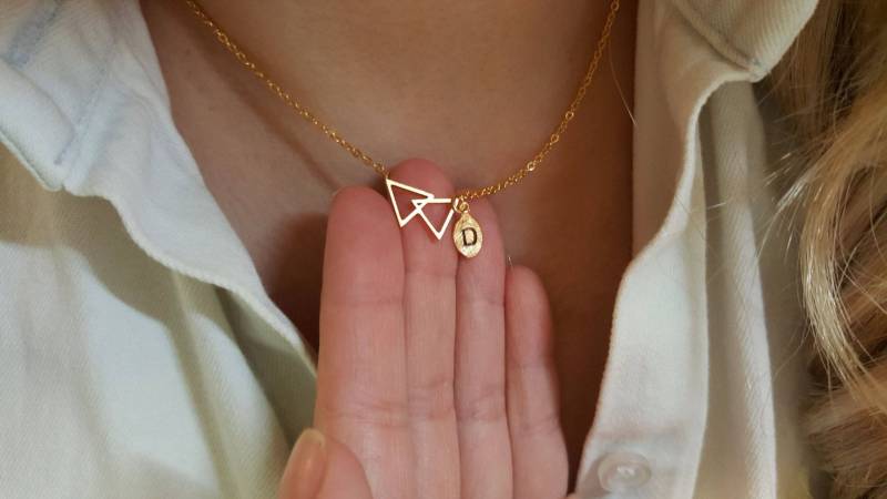 Zierliche Zierliche Dreieck Halskette, Doppelte Layering Kleine Brautjungfer Geschenk, Geschätztes Geschenk von dua770