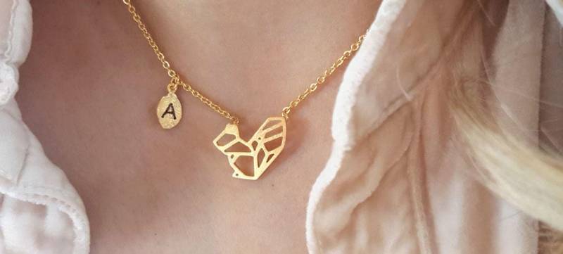 Zierliche Zierliche Origami Eichhörnchen Halskette, Erste Blatt Layering Brautjungfer Geschenk, Geschätztes Geschenk von dua770