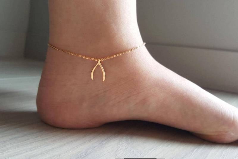 Zierliche Zierliche Wishbone Fußkettchen, Einzigartige Hochzeit Niedliches Brautjungfer Geschenk, Geschätztes Weihnachtsgeschenke von dua770