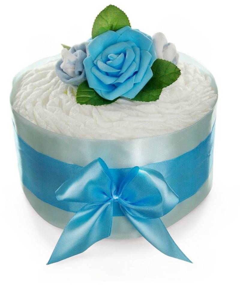 dubistda-WINDELTORTEN- Neugeborenen-Geschenkset Windeltorte Mädchen ROSENBLÜTE, 24-teilig von dubistda-WINDELTORTEN-