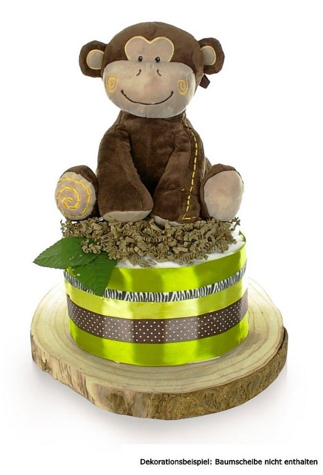 dubistda-WINDELTORTEN- Neugeborenen-Geschenkset Windeltorte neutral SAFARI Baby + große Spieluhr Affe, Babyparty von dubistda-WINDELTORTEN-