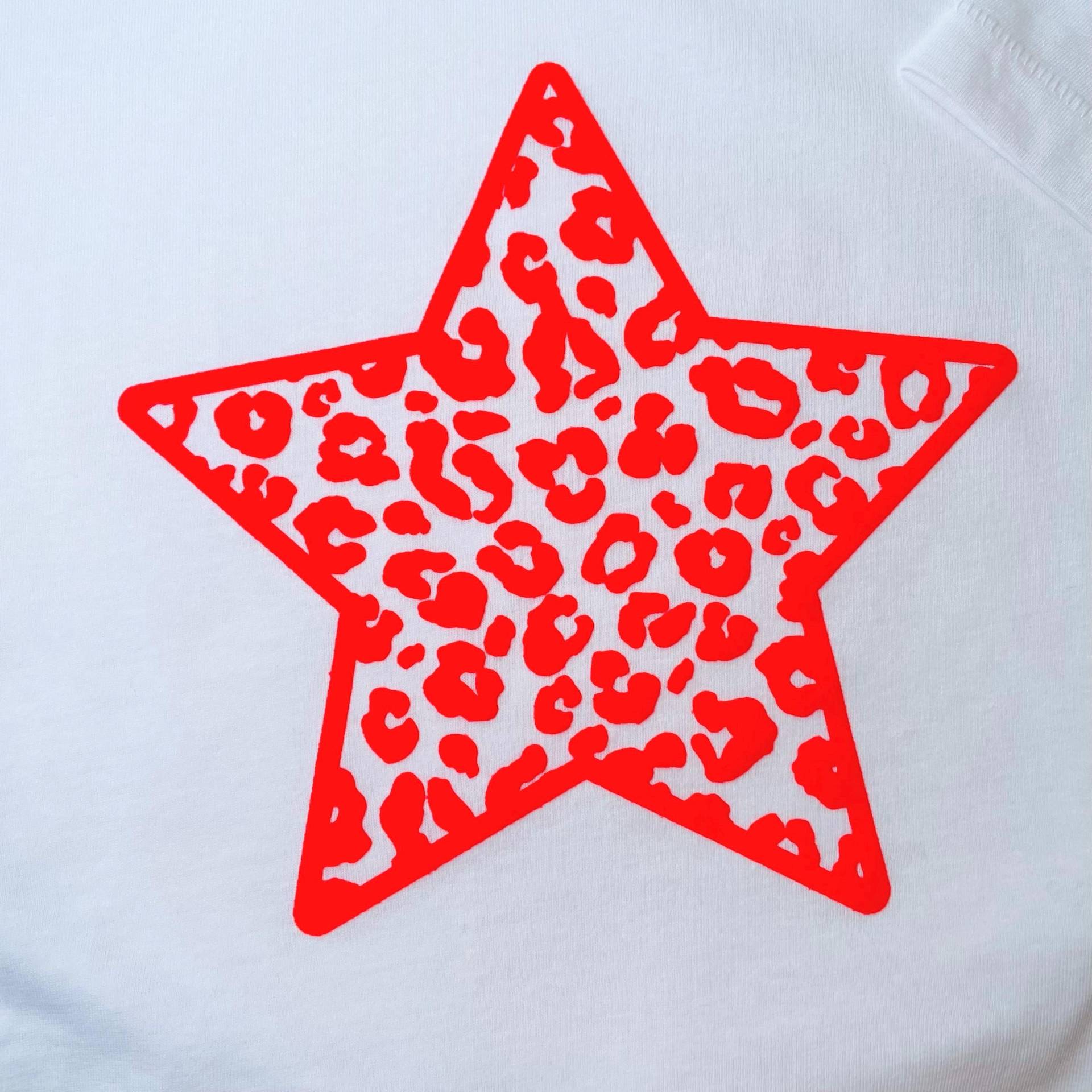 Leo - Stern „ Neonorange Groß - 20cm X 20 cm Eigenproduktion Flockpatch Zum Aufbügeln von dubisunikat