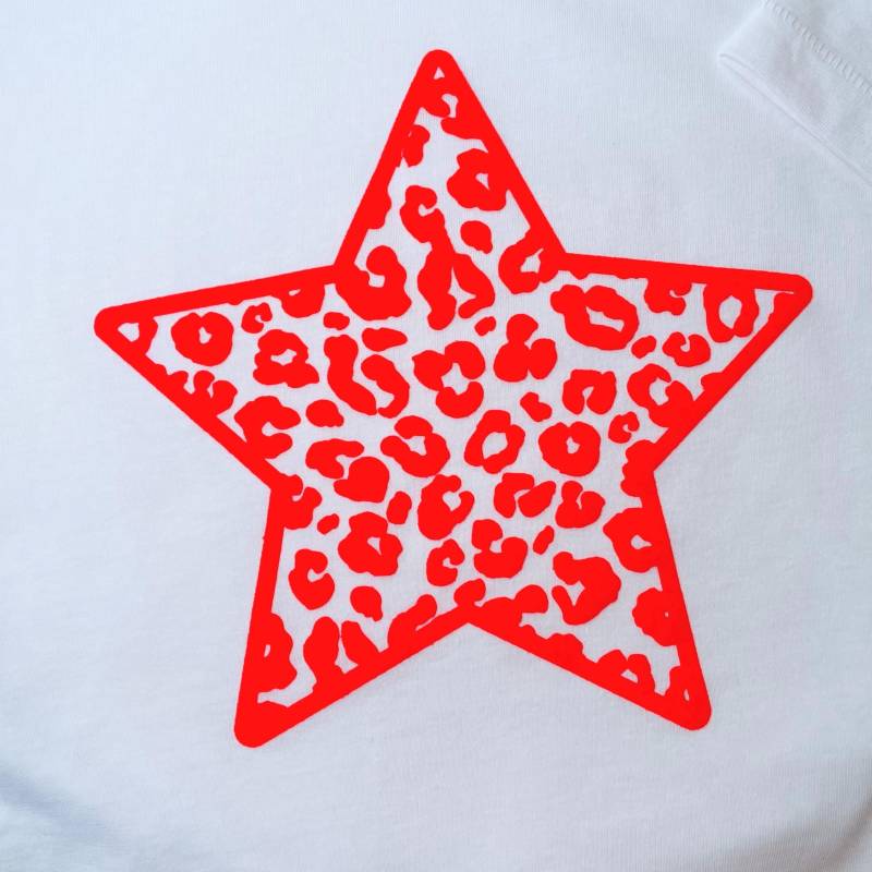 Leo - Stern „ Neonorange Groß - 20cm X 20 cm Eigenproduktion Flockpatch Zum Aufbügeln von dubisunikat