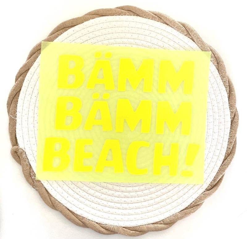 Patch „ Bämm Beach Midi - Neongelb 14 cm X 17 Perfekt Für Eine Kleine Strandtasche/Flockpatch Eigenproduktion von dubisunikat