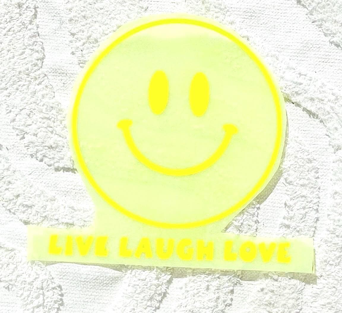 Xxl Patch Iron On Flock Eigenproduktion „ Live Laugh Love Neongelb 26C cm X 26 von dubisunikat
