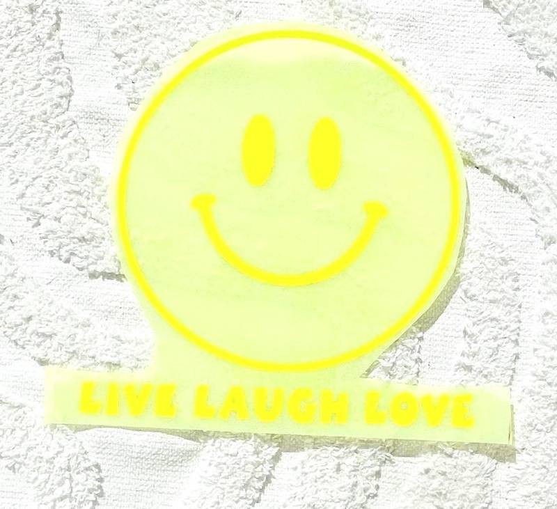 Xxl Patch Iron On Flock Eigenproduktion „ Live Laugh Love Neongelb 26C cm X 26 Xxl Patch Iron On Flock Eigenproduktion „ Live Laugh Love Neongelb 26C cm X 26 von dubisunikat