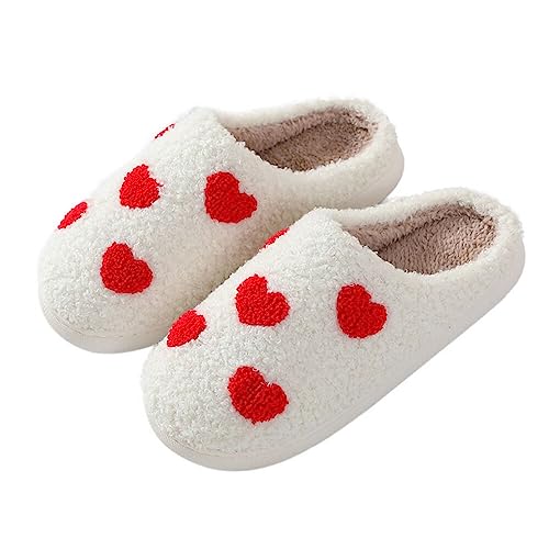 dubuto Damen Herren Winter Plüsch Pantoffeln Unisex Winter Warme Hausschuhe für Drinnen und Draußen Rutschfeste Slippers von dubuto