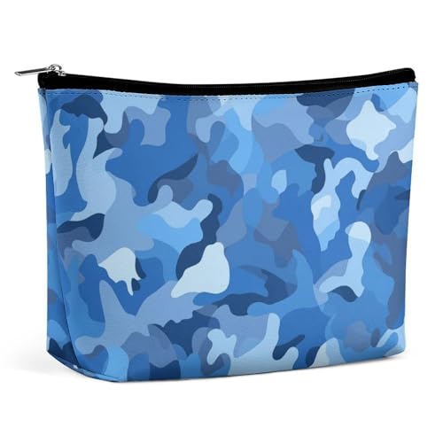 Make-up-Tasche, personalisierte Kosmetiktasche für Damen, Blaues Meer-Camouflage-Muster, 7.3cm L x 15cm W x 5.9cm H, Kosmetiktasche von ducanll