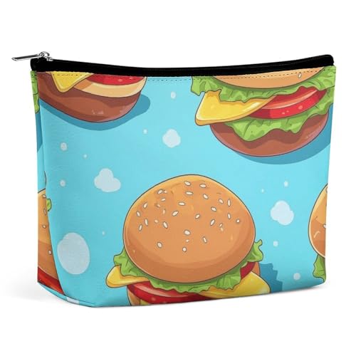 Make-up-Tasche, personalisierte Kosmetiktasche für Damen, Einfaches Burger-Muster, 7.3cm L x 15cm W x 5.9cm H, Kulturbeutel von ducanll