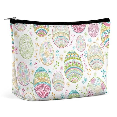 Make-up-Tasche, personalisierte Kosmetiktasche für Damen, Frohe Ostern Boho Eier, 7.3cm L x 15cm W x 5.9cm H, Kosmetiktasche von ducanll