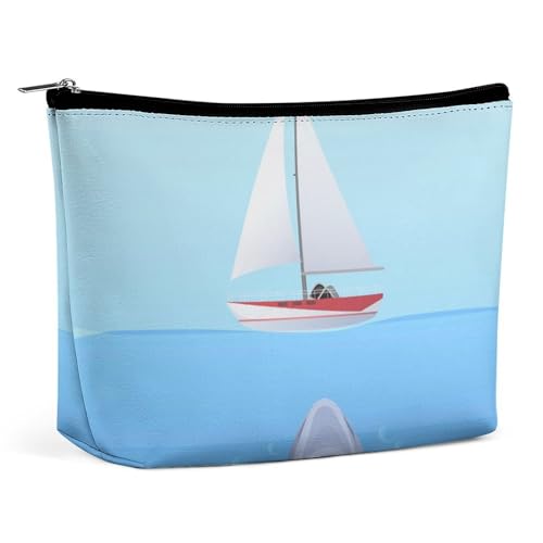 Make-up-Tasche, personalisierte Kosmetiktasche für Damen, Segelboot, 7.3cm L x 15cm W x 5.9cm H, Kulturbeutel von ducanll