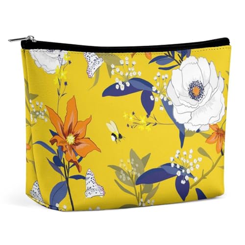 Make-up-Tasche, personalisierte Kosmetiktasche für Damen, blume, 7.3cm L x 15cm W x 5.9cm H, Kulturbeutel von ducanll