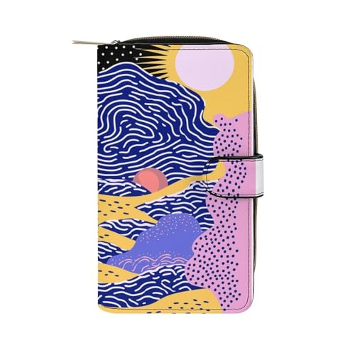 ducanll Damen-Geldbörse mit mehreren Kartenfächern und Handyfach, Abstrakte Berge, 19.7cm length, 11cm width, 3.5cm thickness von ducanll