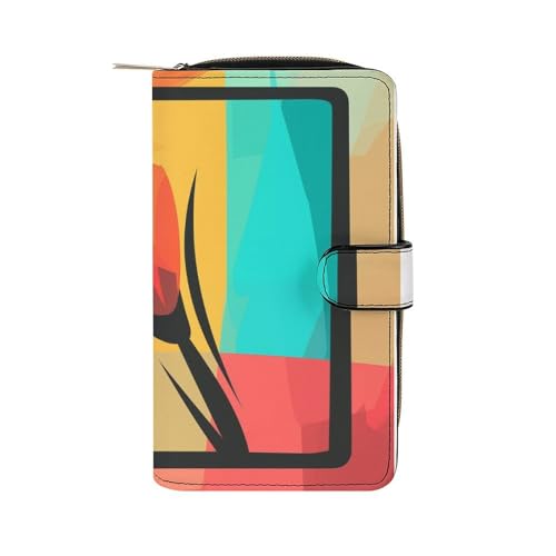 ducanll Damen-Geldbörse mit mehreren Kartenfächern und Handyfach, Abstrakte Blumen, 19.7cm length, 11cm width, 3.5cm thickness von ducanll