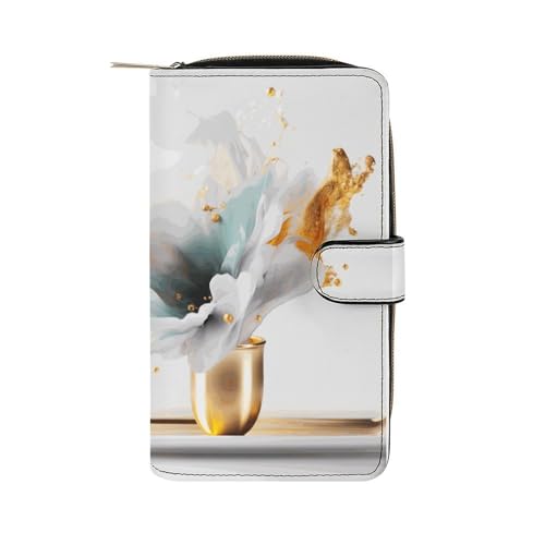 ducanll Damen-Geldbörse mit mehreren Kartenfächern und Handyfach, Abstraktes Spritzmuster der Tasse, 19.7cm length, 11cm width, 3.5cm thickness von ducanll