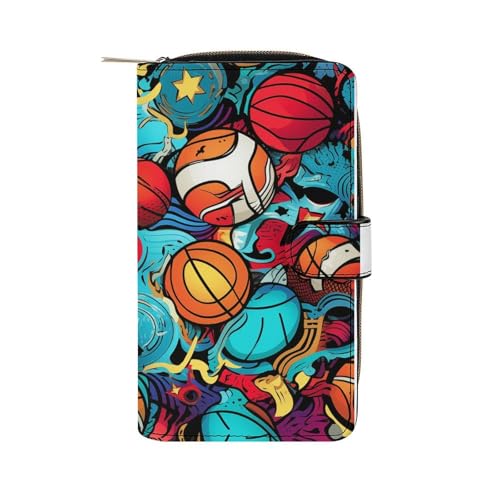 ducanll Damen-Geldbörse mit mehreren Kartenfächern und Handyfach, Basketball-Textur, 19.7cm length, 11cm width, 3.5cm thickness von ducanll