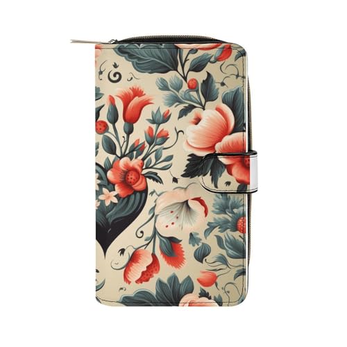 ducanll Damen-Geldbörse mit mehreren Kartenfächern und Handyfach, Blumenmuster, 19.7cm length, 11cm width, 3.5cm thickness von ducanll