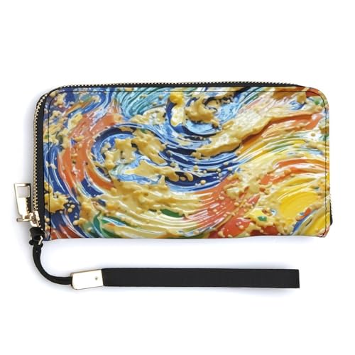 ducanll Damen-Geldbörse mit mehreren Kartenfächern und Handyfach, Bunte Ölgemälde, 20cm length, 10.5cm width, 2.1cm thickness von ducanll