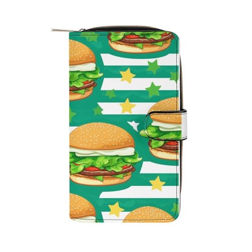 ducanll Damen-Geldbörse mit mehreren Kartenfächern und Handyfach, Cartoon-Burger, 19.7cm length, 11cm width, 3.5cm thickness von ducanll