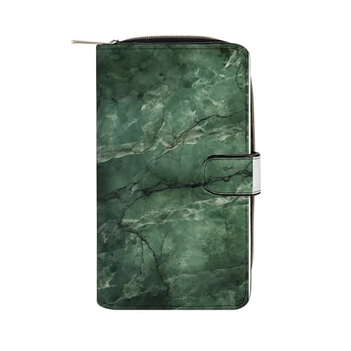 ducanll Damen-Geldbörse mit mehreren Kartenfächern und Handyfach, Grüne Marmor-gestreifte feste Risse, 19.7cm length, 11cm width, 3.5cm thickness von ducanll