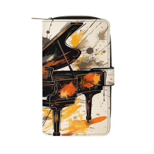 ducanll Damen-Geldbörse mit mehreren Kartenfächern und Handyfach, Klaviermuster, 19.7cm length, 11cm width, 3.5cm thickness von ducanll