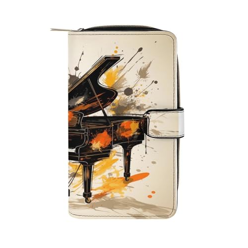 ducanll Damen-Geldbörse mit mehreren Kartenfächern und Handyfach, Klaviermuster, 19.7cm length, 11cm width, 3.5cm thickness von ducanll