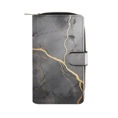 ducanll Damen-Geldbörse mit mehreren Kartenfächern und Handyfach, Marmor-Blumenmuster, 19.7cm length, 11cm width, 3.5cm thickness von ducanll