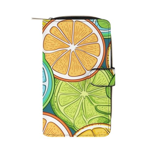 ducanll Damen-Geldbörse mit mehreren Kartenfächern und Handyfach, Mehrfarbige Zitrone, 19.7cm length, 11cm width, 3.5cm thickness von ducanll